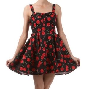 Modcloth Ixia Cherry Print Rockabilly Pinup Dress Size Small